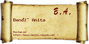 Benő Anita névjegykártya